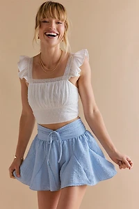 Iris Flowy Waisted Front Tie Shorts