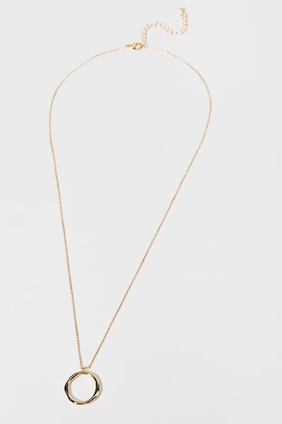 Erin Long Chain Link Circle Pendant Gold Necklace