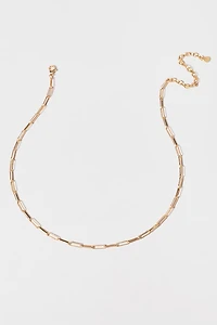 Fiona Worn Gold Paperclip Chain Link Necklace