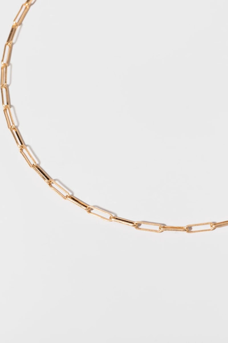 Fiona Worn Gold Paperclip Chain Link Necklace