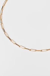 Fiona Worn Gold Paperclip Chain Link Necklace