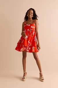 Susan Floral Pleated Upper Mini Dress