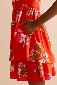 Susan Floral Pleated Upper Mini Dress