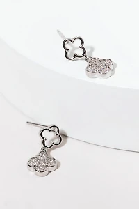 Carmen Outline And Crystal Fill Clover Drop Earrings