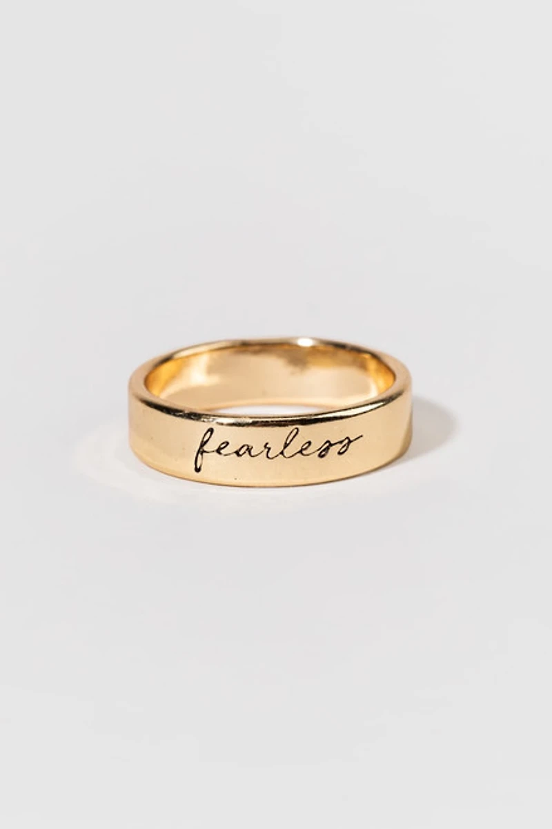 Fearless Carded Script Gold Ring