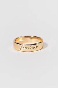 Fearless Carded Script Gold Ring