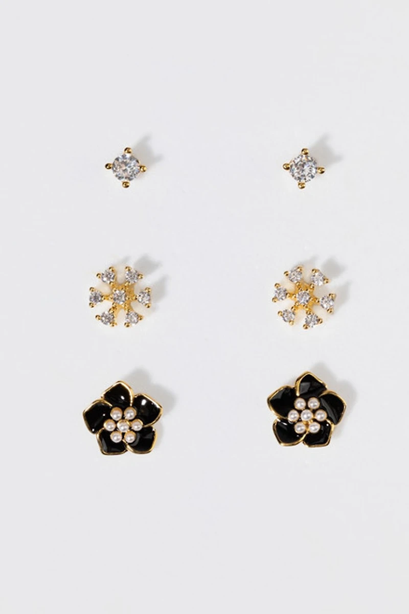 Julia Mixed Flower Stud Earring Set