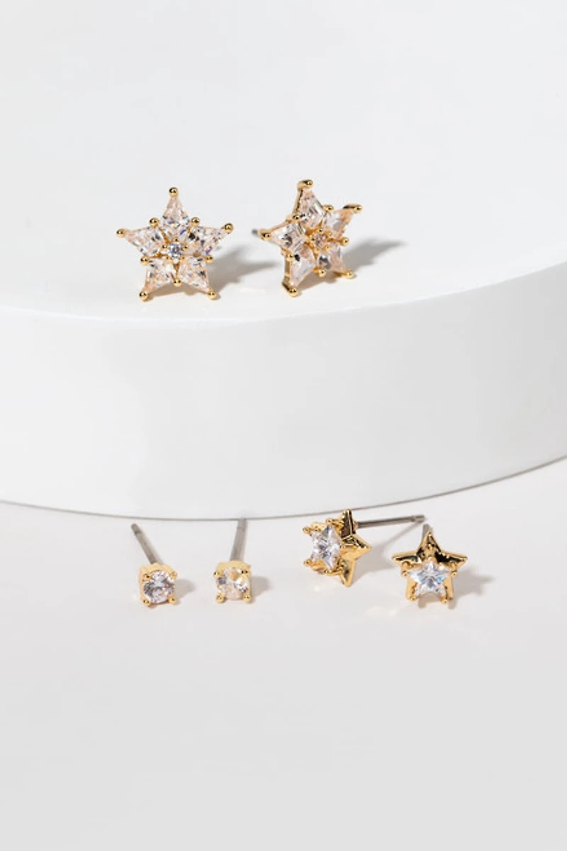 Kristy Mixed Crystal Star Earring Set