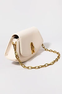Erica Oval Faux Leather With Gold Chain Handbag