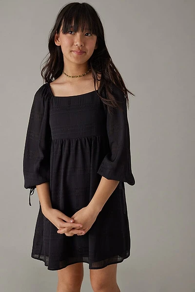 Hello Franki Puff Sleeve Plaid Tonal Gauze Dress for girls