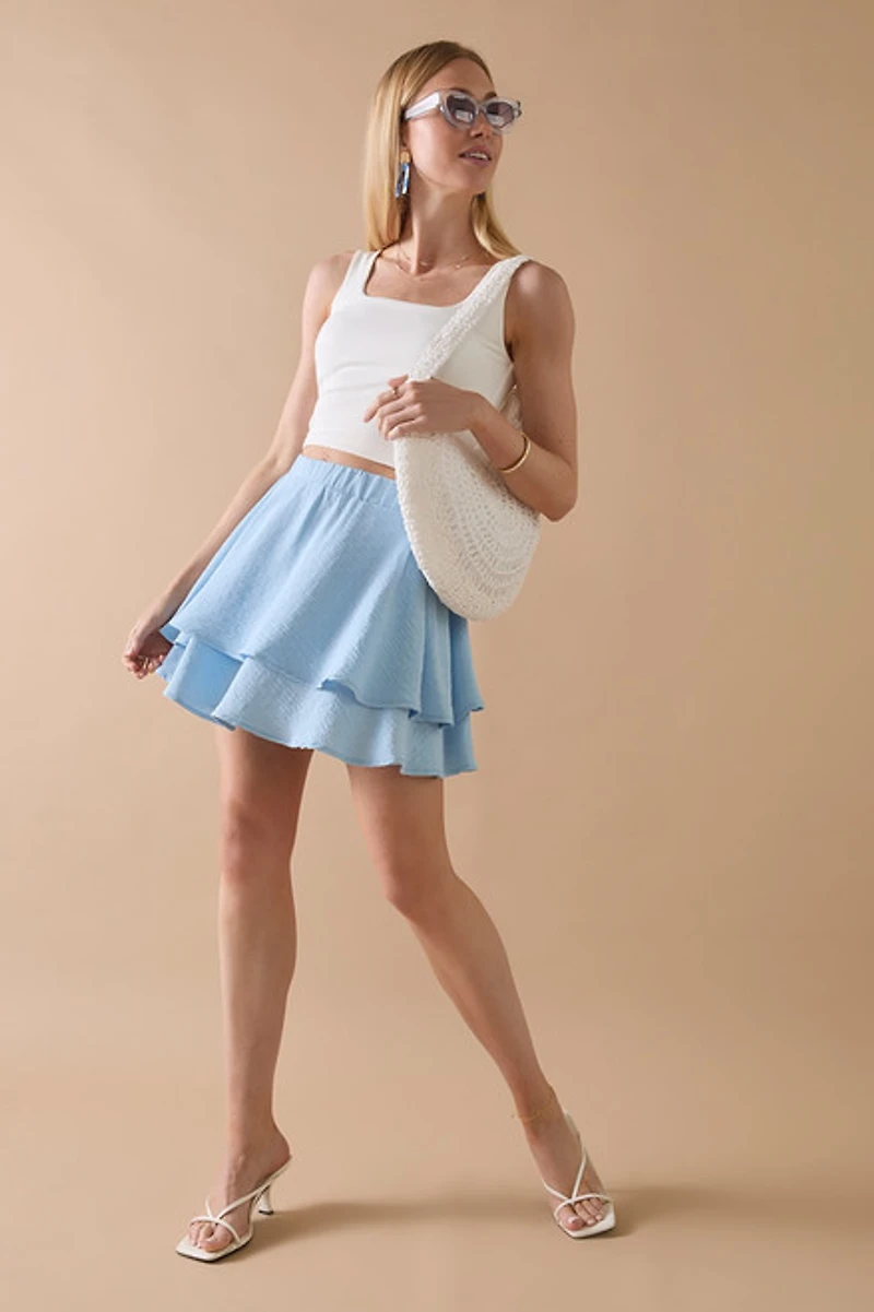 Ashley Textured Tiered Flippy Mini Skirt