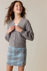Hello Franki Balloon Sleeve Pointelle Cardigan for girls
