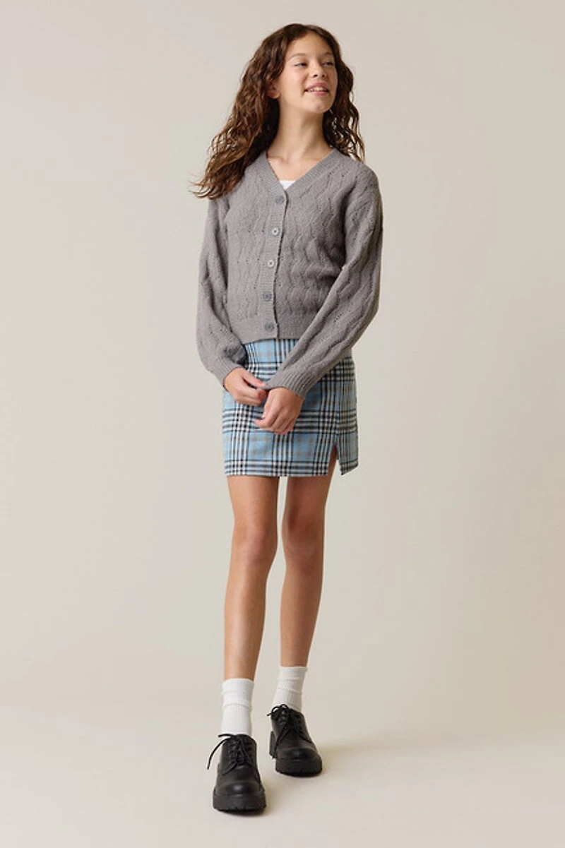 Hello Franki Balloon Sleeve Pointelle Cardigan for girls