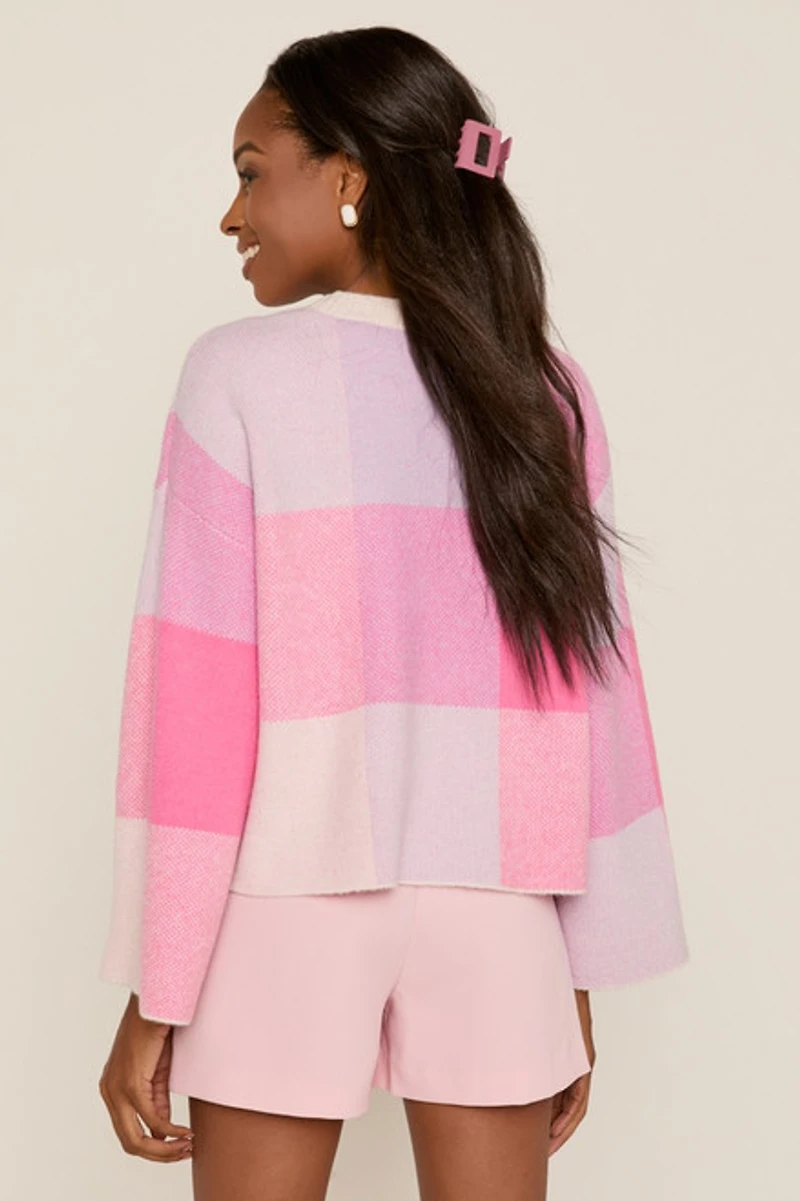 Arlene Checkered Crew Pullover