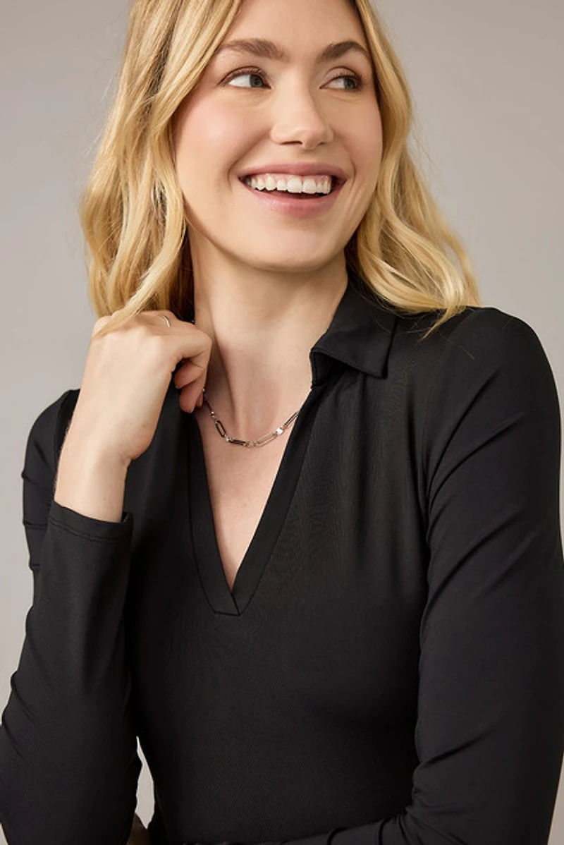 yummi by francesca's V Neck Polo Bodysuit