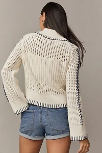 Barbara Crochet Stich Collared Pullover