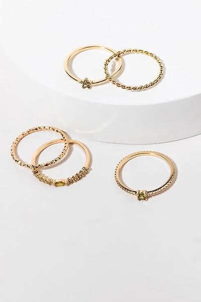 Tiffany Dainty Crystal On Gold Ring Set