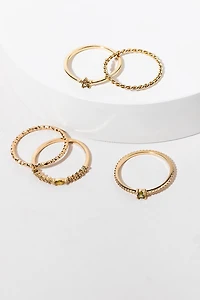 Tiffany Dainty Crystal On Gold Ring Set
