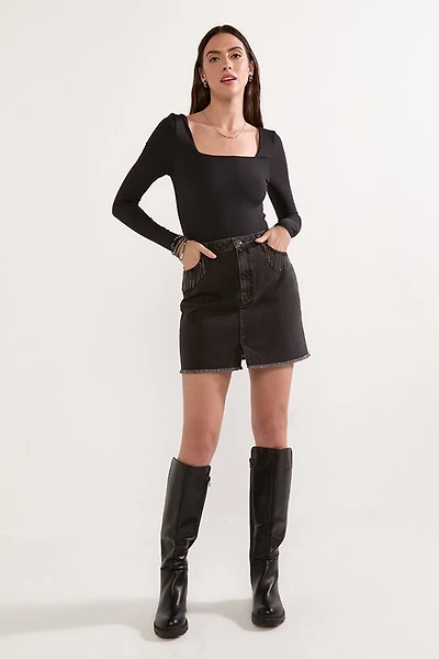 yummi by francesca's Square Neck Long Sleeve Bodysuit