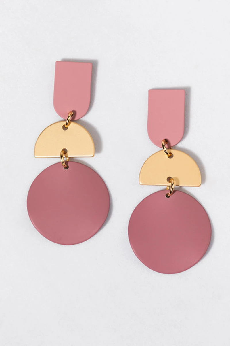 Darla Enamel Geometric Shape Drop Earrings