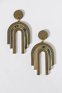 Patti Wood And Resin Arch Drop Earrings