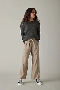 Hello Franki Tie Waist Houndstooth Wide Leg Pant for Girls