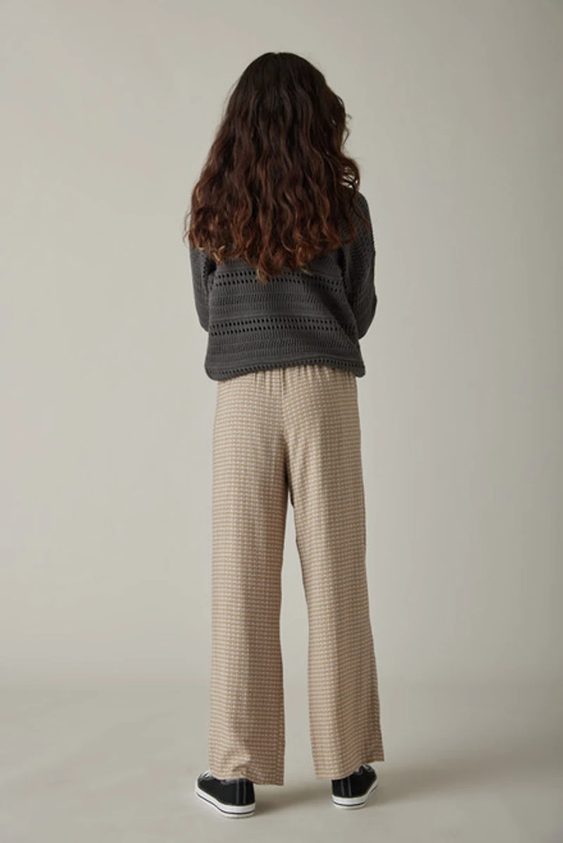 Hello Franki Tie Waist Houndstooth Wide Leg Pant for Girls