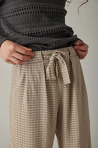 Hello Franki Tie Waist Houndstooth Wide Leg Pant for Girls