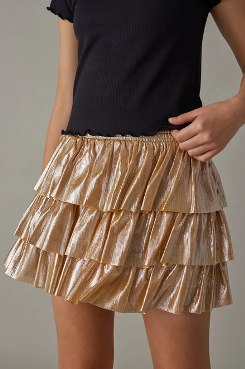 Hello Franki Metallic Smocked Skirt for Girls