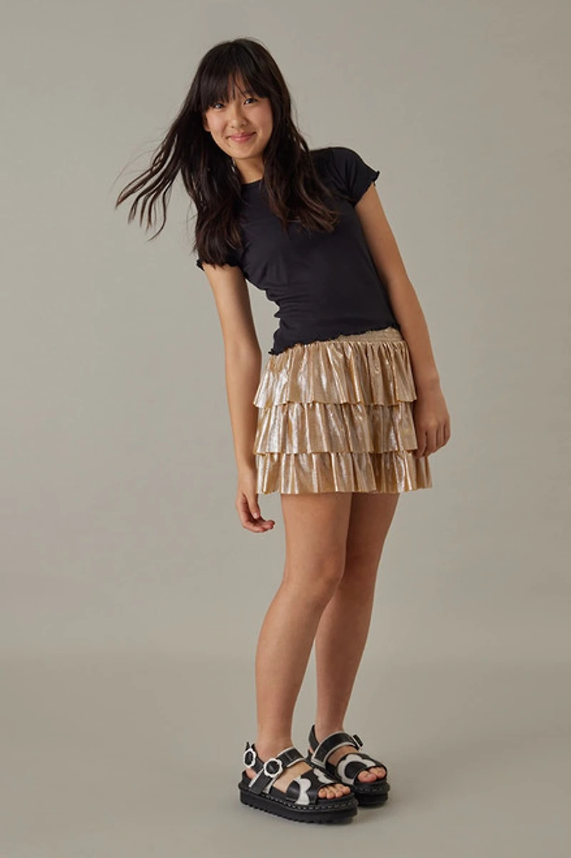 Hello Franki Metallic Smocked Skirt for Girls