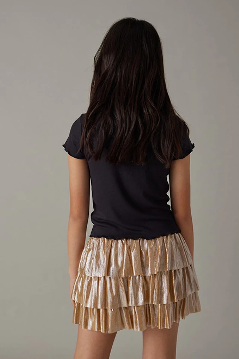 Hello Franki Metallic Smocked Skirt for Girls