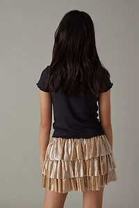 Hello Franki Metallic Smocked Skirt for Girls