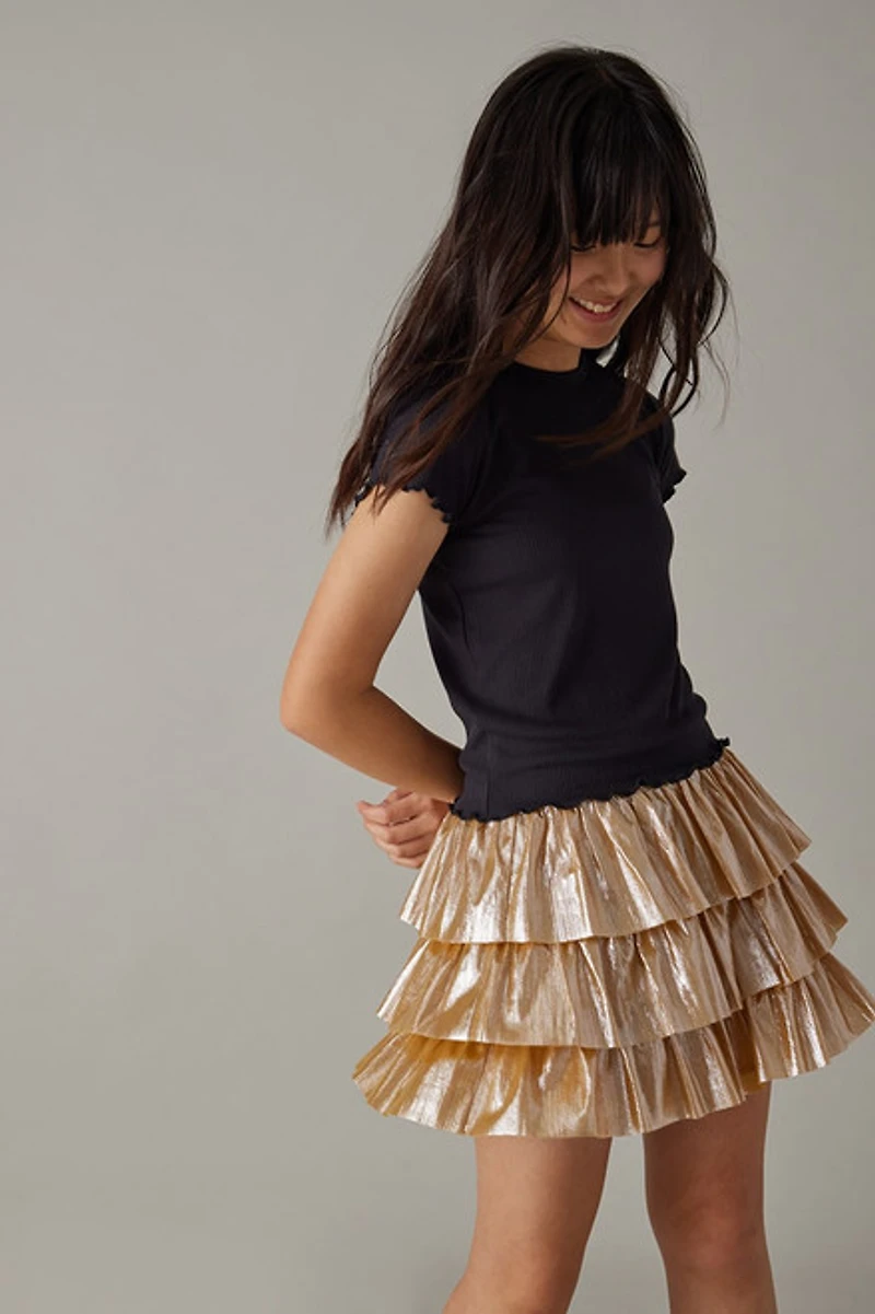 Hello Franki Metallic Smocked Skirt for Girls