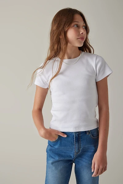Hello Franki Retro Rib Tee for Girls