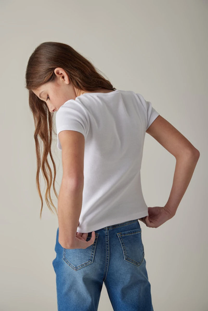 Hello Franki Retro Rib Tee for Girls