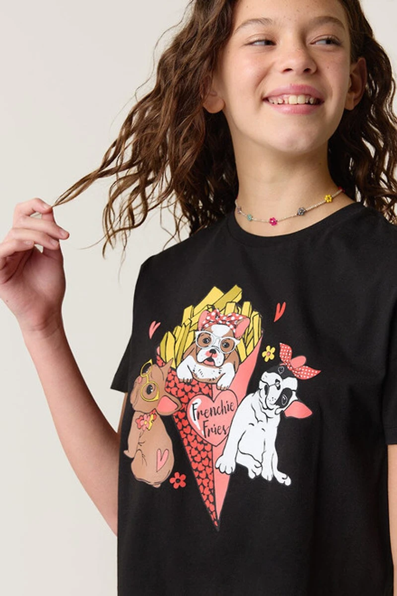 Hello Franki Frenchie Fry Graphic Tee for girls