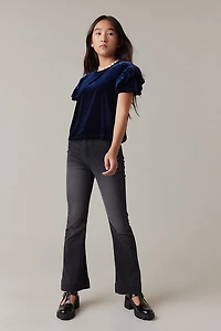 Hello Franki Ruffle Sleeve Velvet Top for girls