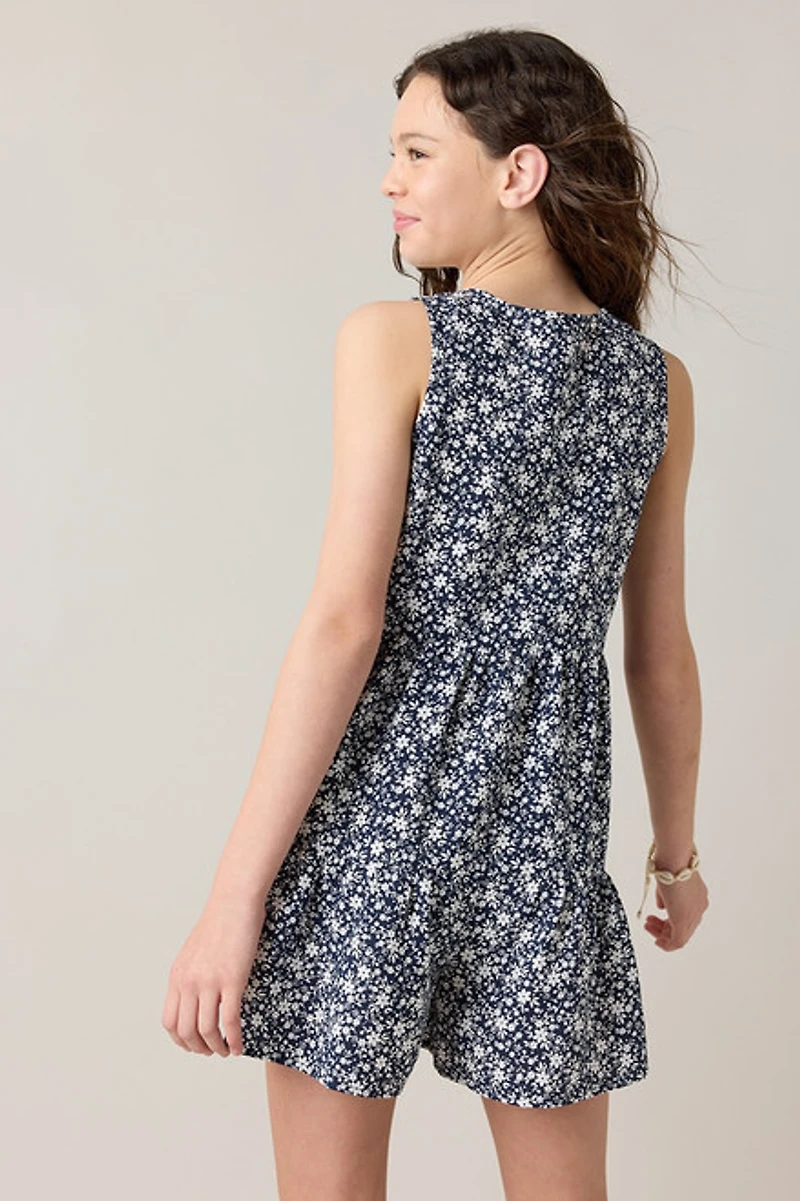 Hello Franki Button Front Tiered Romper for girls