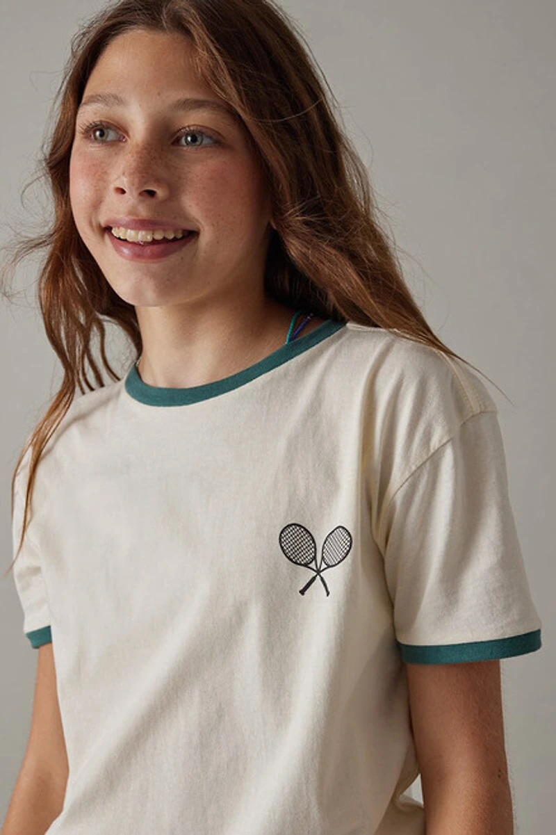 Hello Franki Tennis Short Sleeve Ringer T-Shirt for girls