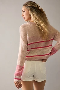 Amy Multi Stripe Cropped Open Stitch Pullover