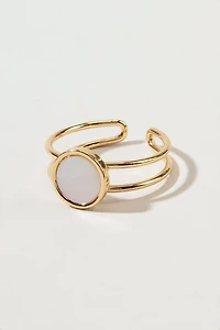 Cecilia White Mop Adjustable Gold Ring