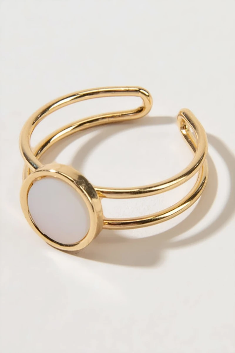 Cecilia White Mop Adjustable Gold Ring