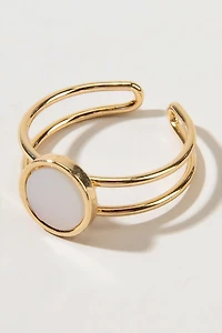 Cecilia White Mop Adjustable Gold Ring