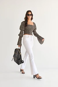 Mable Floral Smocked Long Juliet Sleeve Blouse