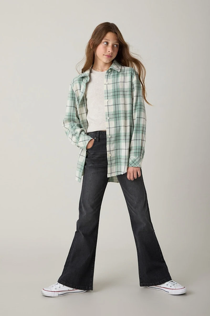 Hello Franki Plaid Woven Button Down for Girls
