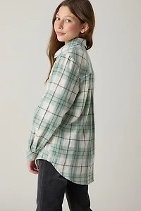 Hello Franki Plaid Woven Button Down for Girls