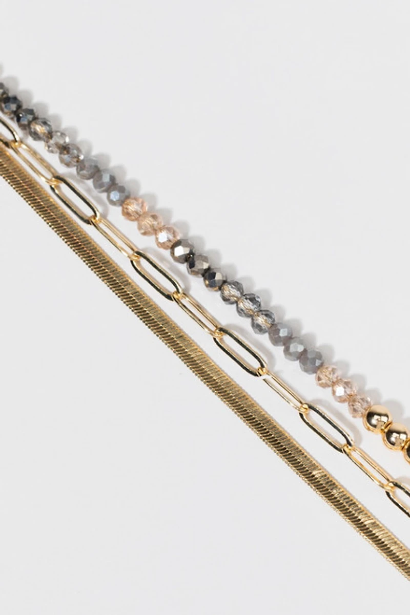 Tonia Snake Bead Chain Layered Bracelet
