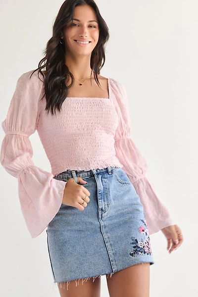 Sam Smocked Long Juliet Sleeve Blouse