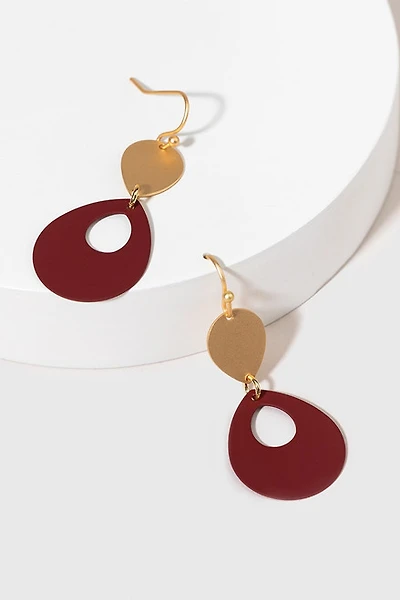Debora Epoxy Paint Two Dented Drops Linear Earrings