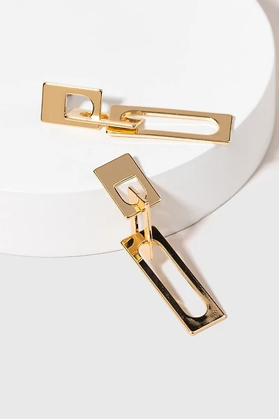 Jayne Interlocked Geometric Shape Gold Drop Earrings